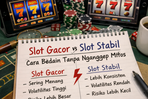 Slot Gacor vs Slot Stabil: Cara Bedain Tanpa Nganggep Mitos: Pahami RTP, volatilitas, hit rate, fitur bonus, dan manajemen modal agar pilih slot lebih masuk akal.