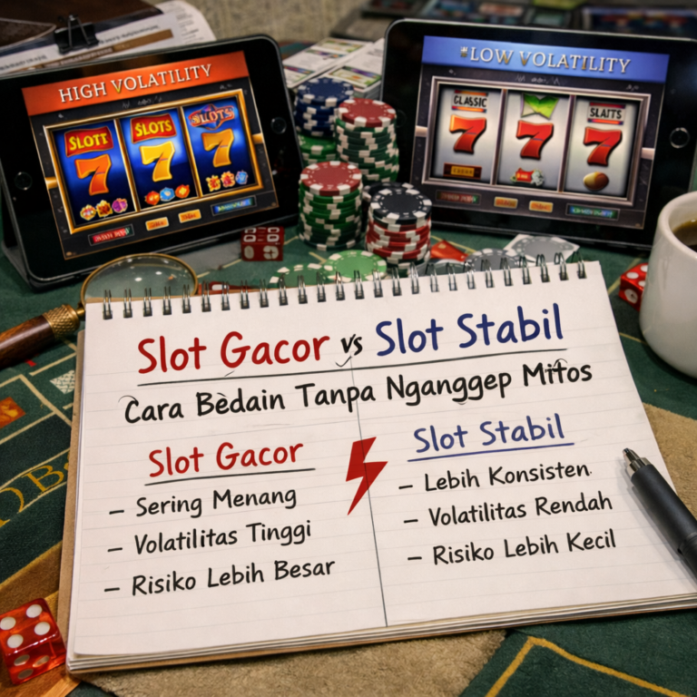 Slot Gacor vs Slot Stabil: Cara Bedain Tanpa Nganggep Mitos: Pahami RTP, volatilitas, hit rate, fitur bonus, dan manajemen modal agar pilih slot lebih masuk akal.